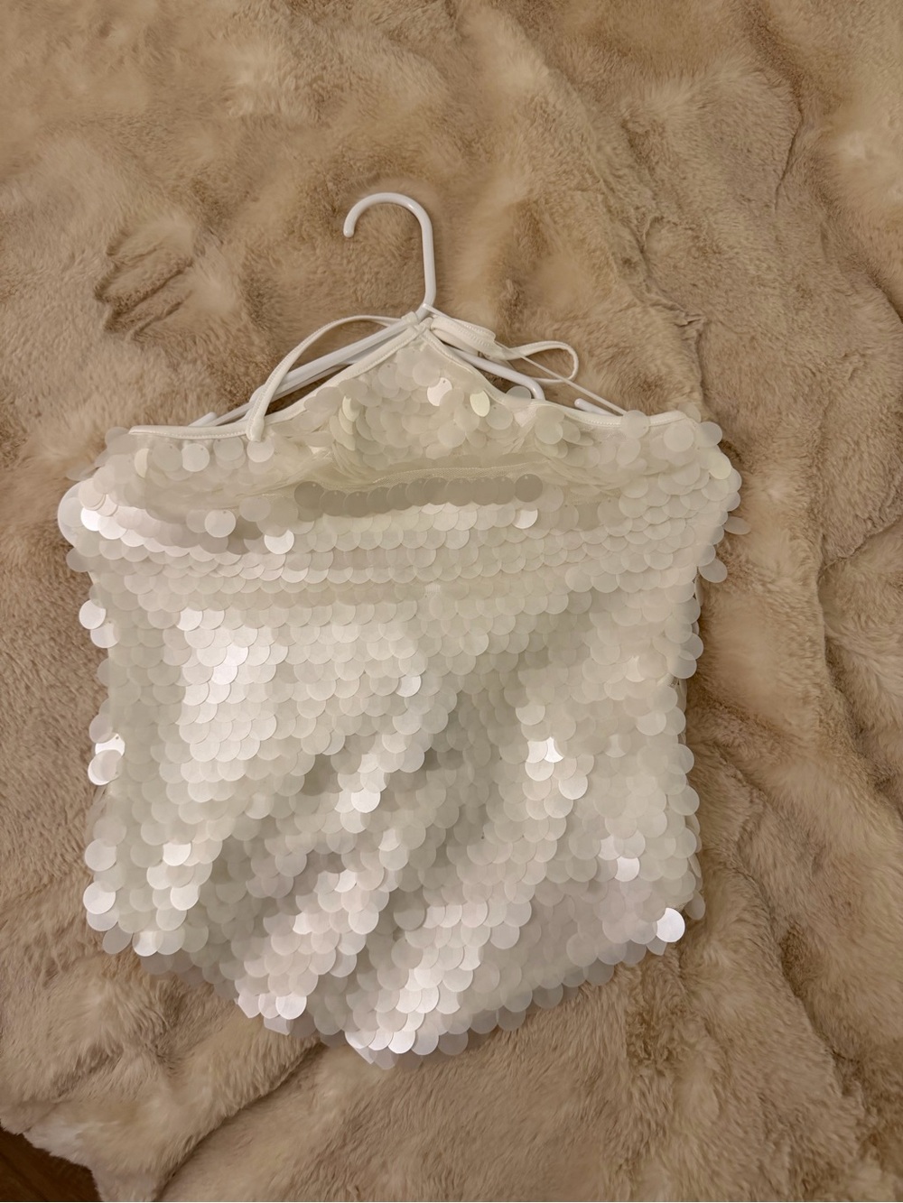 White Sequin fashion nova top